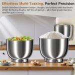 Stand Mixer with 3QT+3.5QT Dual Bowls, 10-Speed Electric 300W Food Mixer - Includes Egg Whisk, Dough Hook & Flat Beater for Home Baking & Daily Cooking (White) - Image 5