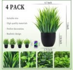 Der Rose Fake Plants 4 Packs Artificial Plants Small Faux Plants Black Bathroom Accessories for Halloween Bathroom Home Kitchen Coffee Table Office Desk Decor Indoor - Image 4