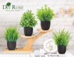 Der Rose Fake Plants 4 Packs Artificial Plants Small Faux Plants Black Bathroom Accessories for Halloween Bathroom Home Kitchen Coffee Table Office Desk Decor Indoor - Image 5