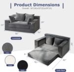 Convertible Sofa Bed, Boneless Couch Loveseat Sleeper, 2 in 1 Folding Couch Bed, Fold Out Comfy Floor Futon Sofa with Pillows for Living Room Bedroom, Grey - Image 4