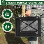 2ft Folding Grill Table, Adjustable 3 Heights Portable Picnic & Camping Outdoor Table for BBQ, Garden, Patio, Tailgate & Travel — Compact, Sturdy, Easy to Store, 23.62" x 15.74", Black - Image 5