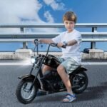 24V 9AH Electric Dirt Bike for Kids, 250W Strong Motor 13.6MPH Fast Speed Electric Retro Off-Road Motorcycle, Leather Seat Dirt Bike, LED Lights, Air-Filled Tires, Black - Image 7