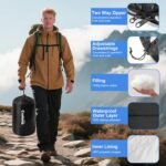 Adjustable Height Sleeping Bag for Adults - Wearable 3-Season Lightweight Waterproof with Arm Ports & Windproof Hood Design for Camping Hiking Backpacking(31.5“x87”) - Image 5