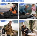 Adjustable Height Sleeping Bag for Adults - Wearable 3-Season Lightweight Waterproof with Arm Ports & Windproof Hood Design for Camping Hiking Backpacking(31.5“x87”) - Image 6