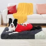 Orthopedic Dog Beds Medium/Large Sized Washable Removable Cover, Plush Dog Bed Waterproof Lining NonSkid Bottom, Crate Foam Pillow Mattress Fluffy Anti Anxiety Pet Pad 35x23 Inch, Dark Grey - Image 7