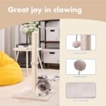 MECOOL 34” Tall Cat Scratching Post Premium Basics Kitten Scratcher Sisal Scratch Posts Trees with Hanging Ball for Indoor Cats, Beige - Image 3
