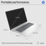 HP 17.3 inch Laptop, HD+ Display, AMD Ryzen 5 7520U, 16 GB RAM, 512 GB SSD, AMD Radeon Graphics, Windows 11 Home, Natural Silver, 17-cp2199nr - Image 4