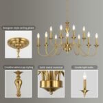 12 Light Gold Farmhouse Chandeliers for Dining Room Light Fixtures Over Table,Industrial Candle Hanging Chandelier for Living Room Foyer Staircase Bedroom Kitchen Island Restaurants - Image 7