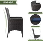 Kurapika 5-Piece Patio Furniture Outdoor Dining Set, Wicker Rattan Patio Dining Table and Chairs Set, Square Tempered Glass Tabletop with 4 Chair Set, Navy Blue - Image 4
