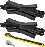 2Pcs Camper Wheel Chock Stabilizer for RV Travel Trailer, Heavy Duty RV Tire Scissor Locking X Shaped Chock Accessories with Wrench - Image 3