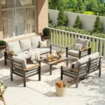 Aoxun Aluminum Patio Furniture Set 7 Seats, Oversized Outdoor Sectional with Washable Thick Cushions, Coffee Table and Waterproof Cover, Patio Conversation Sets for Porch, Balcony, Deck - Image 5