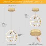 Modern Gold LED Chandelier, Globe 4000K Pendant Light Fixture, Round Adjustable Height Dining Room Hanging Light for Kitchen Island Bedroom Hallway Foyer(11.81 Inch) - Image 3