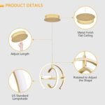 Modern Gold LED Chandelier, Globe 4000K Pendant Light Fixture, Round Adjustable Height Dining Room Hanging Light for Kitchen Island Bedroom Hallway Foyer(11.81 Inch) - Image 4