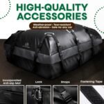 21 Cubic Feet Car Rooftop Soft Shell Cargo Carrier, 100% Waterproof - Car Storage for All Vehicle with/Without Racks - Attached Anti Slip Mat, Storage Bag, 6 Door Hooks and 6 Straps - Image 5