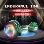 Electric Hoverboard for Kids, Hover board with Wireless Bluetooth Speaker and LED Flashing Wheel Lights, 6.5" All Terrain Hoverboard Max Speed 9 MPH, Max 165lbs​ (Chrome Green) - Image 3