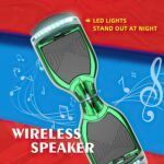 Electric Hoverboard for Kids, Hover board with Wireless Bluetooth Speaker and LED Flashing Wheel Lights, 6.5" All Terrain Hoverboard Max Speed 9 MPH, Max 165lbs​ (Chrome Green) - Image 4