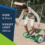 Electric Hoverboard for Kids, Hover board with Wireless Bluetooth Speaker and LED Flashing Wheel Lights, 6.5" All Terrain Hoverboard Max Speed 9 MPH, Max 165lbs​ (Chrome Green) - Image 8