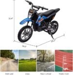 36V Kids Ride on Dirt Bike,15.5MPH Fast Speed Electric Battery-Powered Off-Road Motorcycle 500W Brushed Motor,Max Load 175 lbs,LED Light,Leather Seat,Disc Brake,Air-Filled Tires (Blue) - Image 4