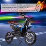36V Kids Ride on Dirt Bike,15.5MPH Fast Speed Electric Battery-Powered Off-Road Motorcycle 500W Brushed Motor,Max Load 175 lbs,LED Light,Leather Seat,Disc Brake,Air-Filled Tires (Blue) - Image 5