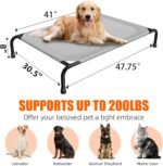 Simple Trending Raised Dog Bed for Large Dogs, Waterproof XL Dog Cot, Outdoor Cooling Elevated Pet Bed Load 200lb, 47.75" x 30.5", Grey - Image 7