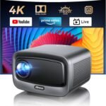 [1800 ANSI/Auto Focus/Built-in APPS] Smart Projector 4K with WiFi 6 and Bluetooth 5.3, 6D Keystone Outdoor Movie Projector with Netflix& 36W Dolby Audio Plus HDR10+ Home Theater Ceiling 2025 Upgraded - Image 2