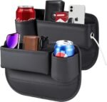 2 Packs Car Seat Filler Organizer, Leather Car Seat Oganizer with Cup Holder,Car Storage Accessories for Phone,Sunglasses,Keys, Universal fit for most car trucks and SUVs(Left+Right Side) - Image 2