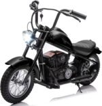 24V 9AH Electric Dirt Bike for Kids, 250W Strong Motor 13.6MPH Fast Speed Electric Retro Off-Road Motorcycle, Leather Seat Dirt Bike, LED Lights, Air-Filled Tires, Black - Image 2
