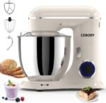 3-IN-1 Electric Stand Mixer, 6.5QT Bowl 660W 10-Speed Kitchen Mixer, Household Food Mixers include Dough Hook, Beater and Whisk, Bread Cake Mixer for Baking and Most Home Cooks, Almond Cream - Image 2