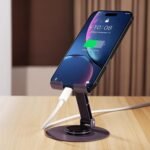360° Rotation Carbon Steel Alloy Cell Phone Stand, Folding Phone Stand/Portable Phone Holder Suitable for All Smartphones（Purple） - Image 2