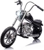 36V Electric Motorcycle for Kids, 350W Strong Motor Electric Dirt Bike with Leather Seat & Headlights, Air-Filled Tires, Electric Motorcycle for Kids Age 13+, Black - Image 2