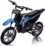 36V Kids Ride on Dirt Bike,15.5MPH Fast Speed Electric Battery-Powered Off-Road Motorcycle 500W Brushed Motor,Max Load 175 lbs,LED Light,Leather Seat,Disc Brake,Air-Filled Tires (Blue) - Image 2