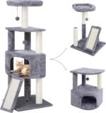 45in Cat Tree Tower with Big Condo for Indoor Kitten,Cat Tower with Scratching Post,Scratching Board and Cat Toys,Multi-Level,Small Space,Transformer Cat Tree, Grey(New) - Image 2