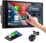 7" Wireless Double Din Car Stereo Apple Carplay Radio Screen for Car Audio Receivers, Bluetooth 5.0 Car Play Android Auto Touchscreen, Channel RCA, Backup Camera, SWC, FM/AM|carplay Radio - Image 2