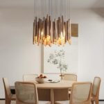 8 Light Farmhouse Wood High Ceiling Chandelier Rustic Large Ceiling Light Fixture Hanging Pendat Light for Dining Room Living Room Foyer Staircases Kitchen Island. - Image 2