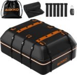 AUXKO 22 Cubic Ft Waterproof Rooftop Cargo Carrier Bag for All Vehicles with/Without Roof Rack, Soft Shell Car Roof Bag with Reflective Strip Includes Anti-Slip Mat, 6 Door Hooks & Combination Lock - Image 2