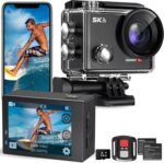 Action Camera 5K 30FPS Waterproof Camera Underwater 131FT with EIS WiFi App Remote Control 64GB Card 170° Wide Angle Sports Helmet Bike Video Black with 64GB Card - Image 2