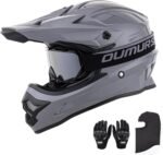 Adult ATV Dirt Bike Helmet with Goggles Gloves & Mask Adjustable Sun Visor Motorcycle Adult Helmet Off-Road Motocross Downhill Moped MX for Unisex-Adult-Gray, L - Image 2