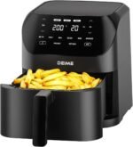Air Fryer 6.2 QT Large Capacity Oilless Hot Air Fryers Oven 1500W Healthy Cooker with 8 Presets, Digital LCD Touch Screen, Visual Cooking Window, Non-Stick Basket, Included Recipe (Black-M) - Image 2