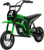 Aosom Electric Dirt Bike with Twist Grip Throttle, 24V 350W Off-Road Electric Motorcycle Up to 15 MPH with Brake, Music Horn, Rear Suspension for Ages 13+ Years, Green - Image 2