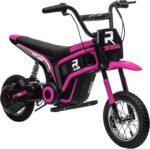 Aosom Electric Dirt Bike with Twist Grip Throttle, 24V 350W Off-Road Electric Motorcycle, Up to 15 MPH with Brake, Music Horn, Rear Suspension for Ages 13+ Years, Pink - Image 2