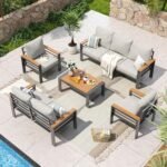 Aoxun Aluminum Patio Furniture Set 7 Seats, Oversized Outdoor Sectional with Washable Thick Cushions, Coffee Table and Waterproof Cover, Patio Conversation Sets for Porch, Balcony, Deck - Image 2