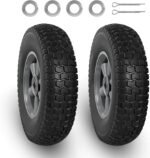 BIG RED Solid Rubber Tires and Wheels, 10 inch Flat Free Tubeless Wheels with 5/8" Axle Bore Hole,2.1" Offset Hub - for Truck, Utility Cart,Wheelbarrow, Dolly, Garden 10" x 2.5" - Image 2