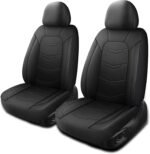 Car Seat Covers,Leather Car Seat Covers,Breathable and Sporty Car Seat Cover,Universal Fit Automotive Seat Covers for Car SUV Sedan and Trucks(2 Pieces,Front Seat,Black,N2) - Image 2