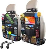 Car Storage Organizer 2 PCS,Car Backseat Organizer for Kids Durable Waterproof Oxford Fabric with Touchable Tablet Holder 8 Mesh Pockets and 2 Pockets for Snacks Toys,Car Travel Accessories - Image 2
