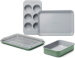 Caraway Mini Bakeware Set – Naturally Non-Stick, Non-Toxic Ceramic Coating – Compact Baking Pans Set for Small Kitchens & Ovens – Includes Baking Sheets, Muffin Pan, Cooling Rack & Storage - Sage - Image 2