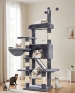 Cat Tree, Multi-Level Cat Tower for Indoor Cats, Cat Condo with Cat Scratching Post and Board, Cat Hammock, Smoky Gray GCT011G - Image 2