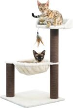 Catry Nirvana 3-Level Kitten Tree with Plush Perch, Soft Hammock, and Paper Rope Scratching Posts, Minimalist Cat Furniture for Climbing, Scratching & Resting, Ideal for Kittens & Small Cats, Beige - Image 2