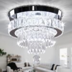 Chandelier 11.8" Modern Crystal Chandeliers Crystal Light Fixtures Flush Mount Chandelier Ceiling Light Chandeliers for Bedrooms Living Room Dining Room Hallway (Cool White) - Image 2
