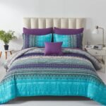 Cottolester Boho Comforter Set Queen Size 8 Piece Bed in a Bag Bohemian Striped Bedding Quilt Set Aqua Paisley Floral Comforter and Sheet Set,Soft Microfiber Complete Bedding Sets for All Season - Image 2