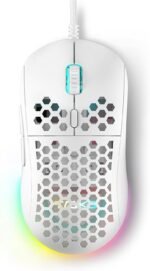 DIERYA M1SE Wired Gaming Mouse with Honeycomb Shell, 12800DPI Optical Sensor, 6 Programmable Macros, Software Support for Custom Key Config, and RGB Settings for Windows 7/8/10/XP, Vista, Linux-White - Image 2